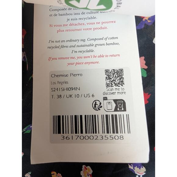 Sézane Rue Saint-Fiacre Shirt Womens 38 Multi Floral Long Sleeve Button-Up NWT - Picture 3 of 5